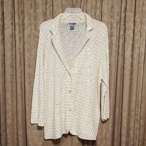 JL Studio Cream Knit Cardigan with Sequins